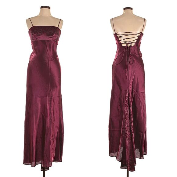 Vintage 90s Y2K Water Signs Prom Gown Maxi Dress Floral Glitter Whimsygoth 9/10 - Picture 2 of 14